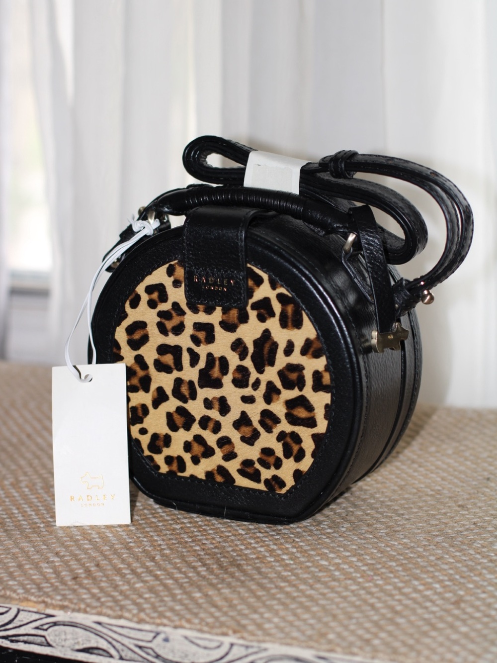 Leather Radley London Leopard Print calf fur Round Crossbody Bag in Black